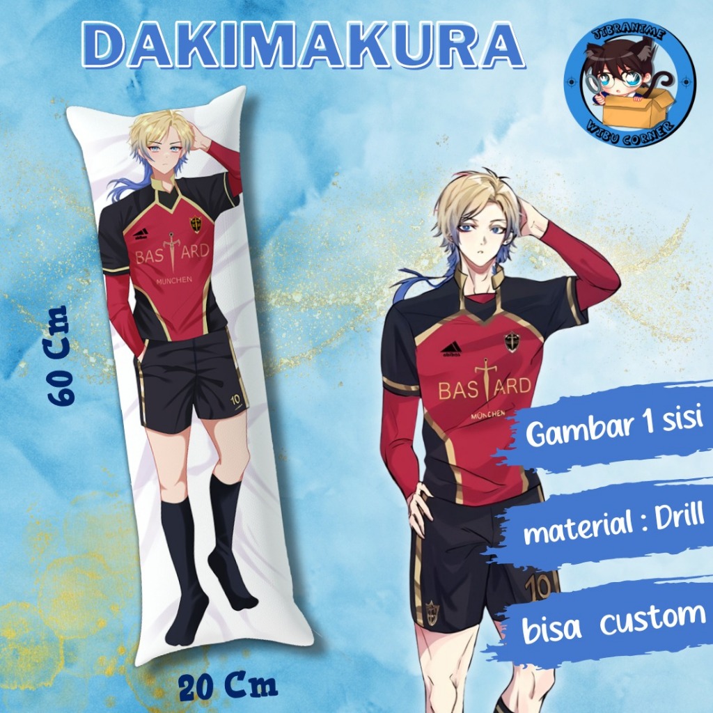 Dakimakura/guling takanashi kaiser blue lock/Size 20x60cm/includes