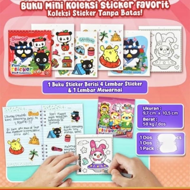 Momo SANRIO & FRIENDS CUTE Coloring Stickers ((1 sachet Contains 4 ...