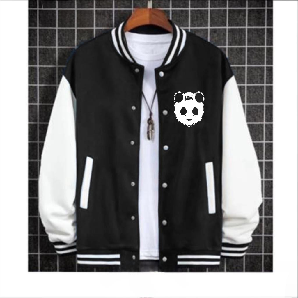PUTIH Varsity Baseball Jacket Buttons KICOUT Text White Varsity Jacket ...