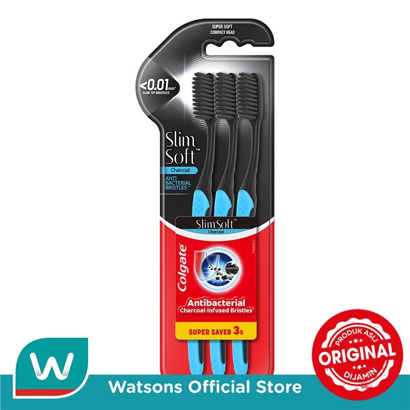 Colgate SlimSoft Charcoal Soft Toothbrush 3'S - Sikat Gigi - Gambar 2