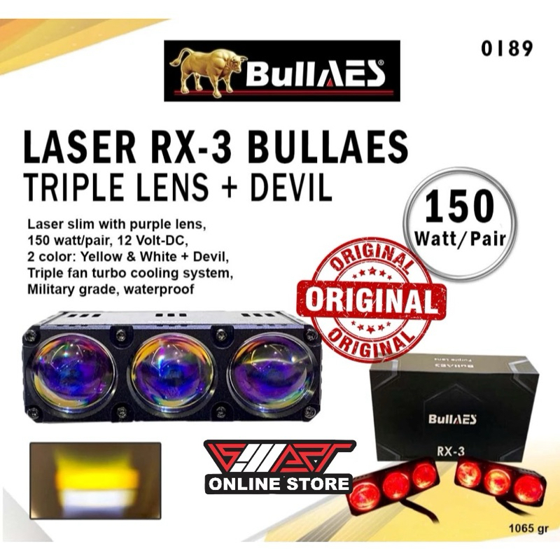 Bullaes ORGINAL RX3 MINI LASER TRIPLE LENS RX3 150 WATT 3 LENS PREMIUM ...