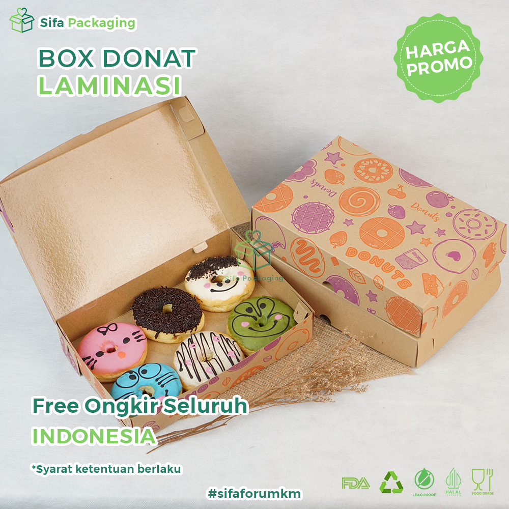 Donut Box Contains 6 Mini Donut Boxes with Plain Chocolate Patterns ...