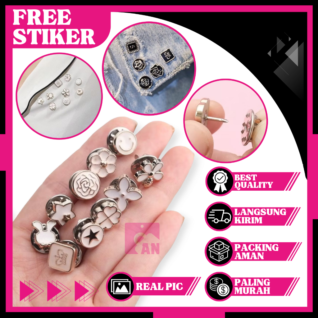 1PCS Bross Pin Baju Hijab Model Invisible Bros Mini Motif Bunga Bintang Aksesoris Fashion Kancing Tusuk Klip Pakaian Celana A334