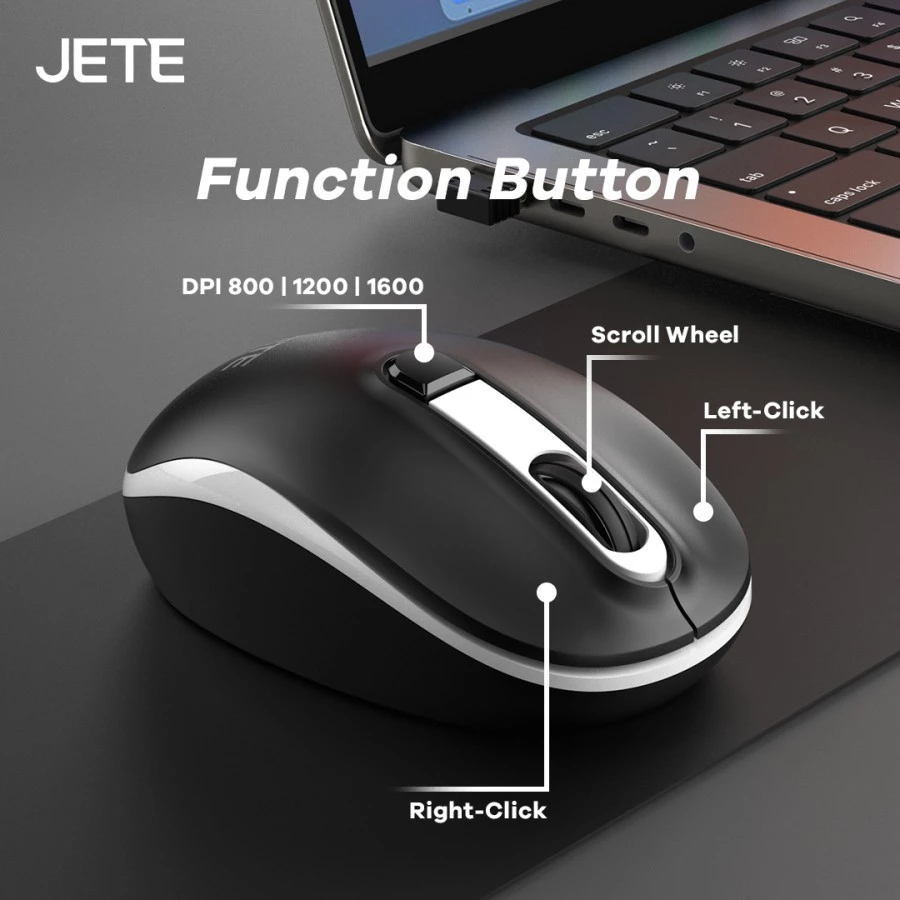 JETE Mouse Wireless MS101 with 3 Level DPI - Garansi 2 Tahun - Gambar 2