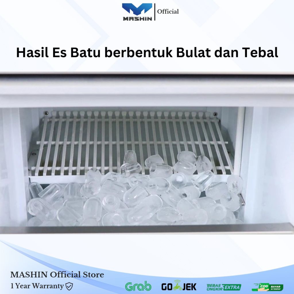 Mashin - Ice Cube Maker Bullet Ice Machine 50-120Kg/Hari Mesin Pembuat Es Batu - Gambar 3