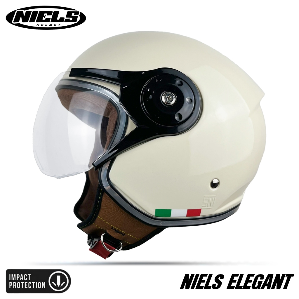 NIELS - Helm Bogo Retro Hijab Elegant Dewasa Kaca Pilot SNI Motorcycle