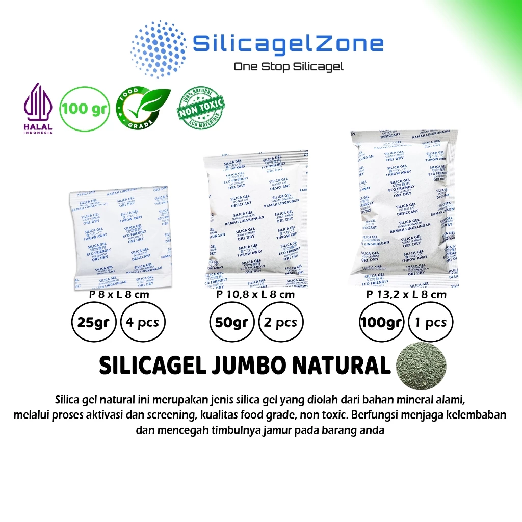 Silica Gel JUMBO NATURAL 100 gram TERMURAH FOOD GRADE