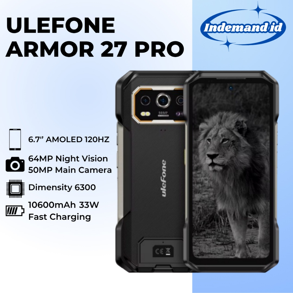Ulefone Armor 27 Pro 5G Rugged Phone 6.78 "120Hz 10600mAh 33W 50MP 64MP 12GB 256GB Android 14