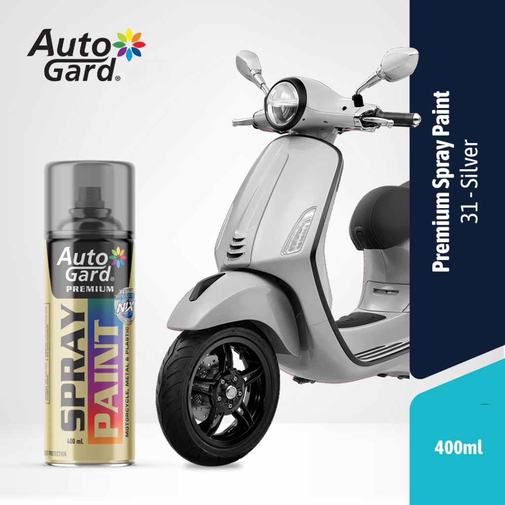 AutoGard AG-31 Silver Cat Semprot Premium Motor Mobil Sepeda Helm Rumah Serbaguna Vas Pot Graffiti Tembok Kayu Aluminium Besi Sepeda Listrik Motor Listrik Mobil Listrik Perabotan Rumah