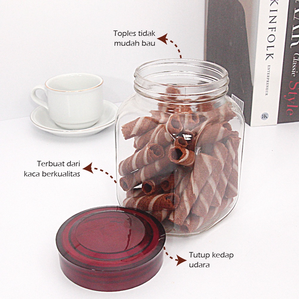 Glass Jar Penyimpanan Kue Toples Kaca Tebal - Gambar 2