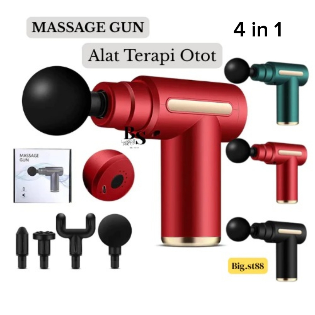 【BIG.ST88】Alat Terapi Otot Masage GUN 4IN1 Alat Pijat Portable USB Alat Relaksasi Otot Nyeri dll