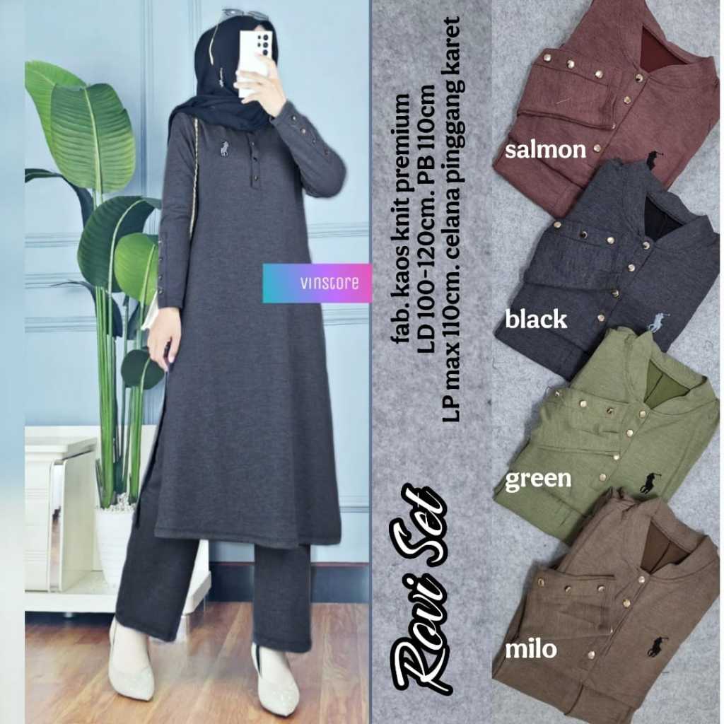 ROVI SET BY VINSTORE / SET Wanita TOP TUNIC MIX PANTS MADE FROM KNIT T ...