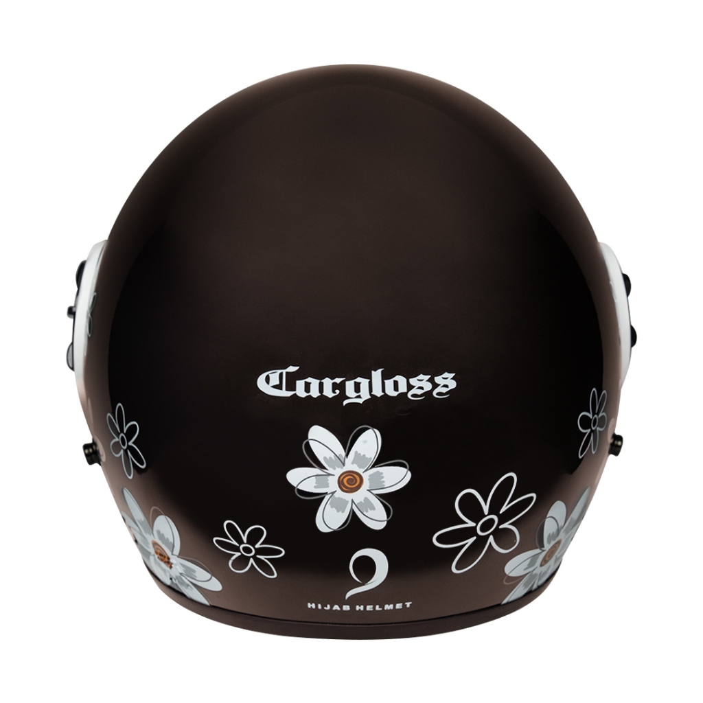 Cargloss YRH Hijab Graphic Retro Helm Half Face - Flower Espresso Brown - Gambar 4