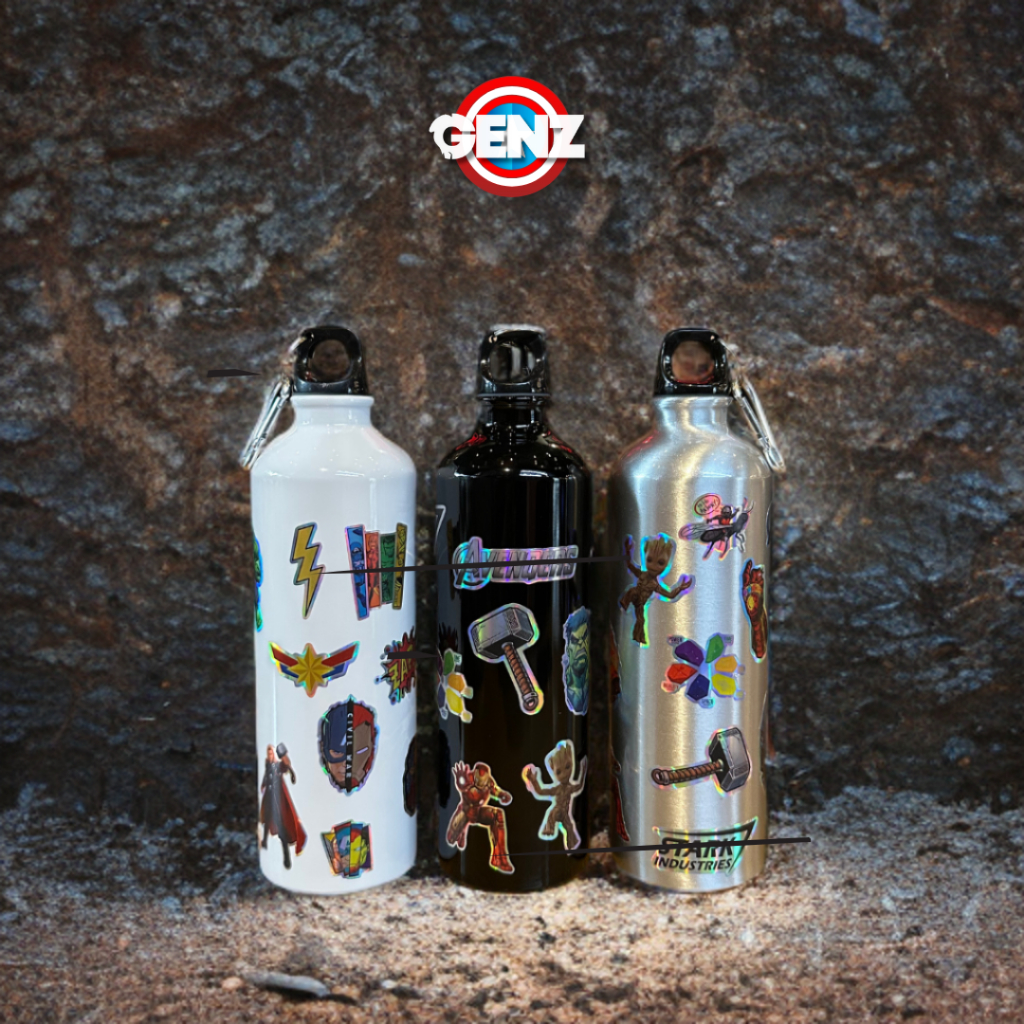 Botol Carabiner Sport Aesthetic Avengers Hologram Premium Ukuran 750 ML Botol minum Olahraga Avenger