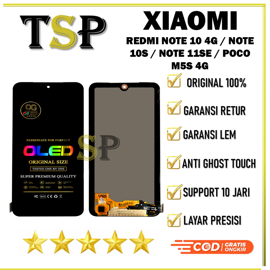 LCD TOUCHSCREEN XIAOMI REDMI NOTE 10 4G / NOTE 10S / NOTE 11SE / POCO M5S COMPLETE ORIGINAL 1 SET