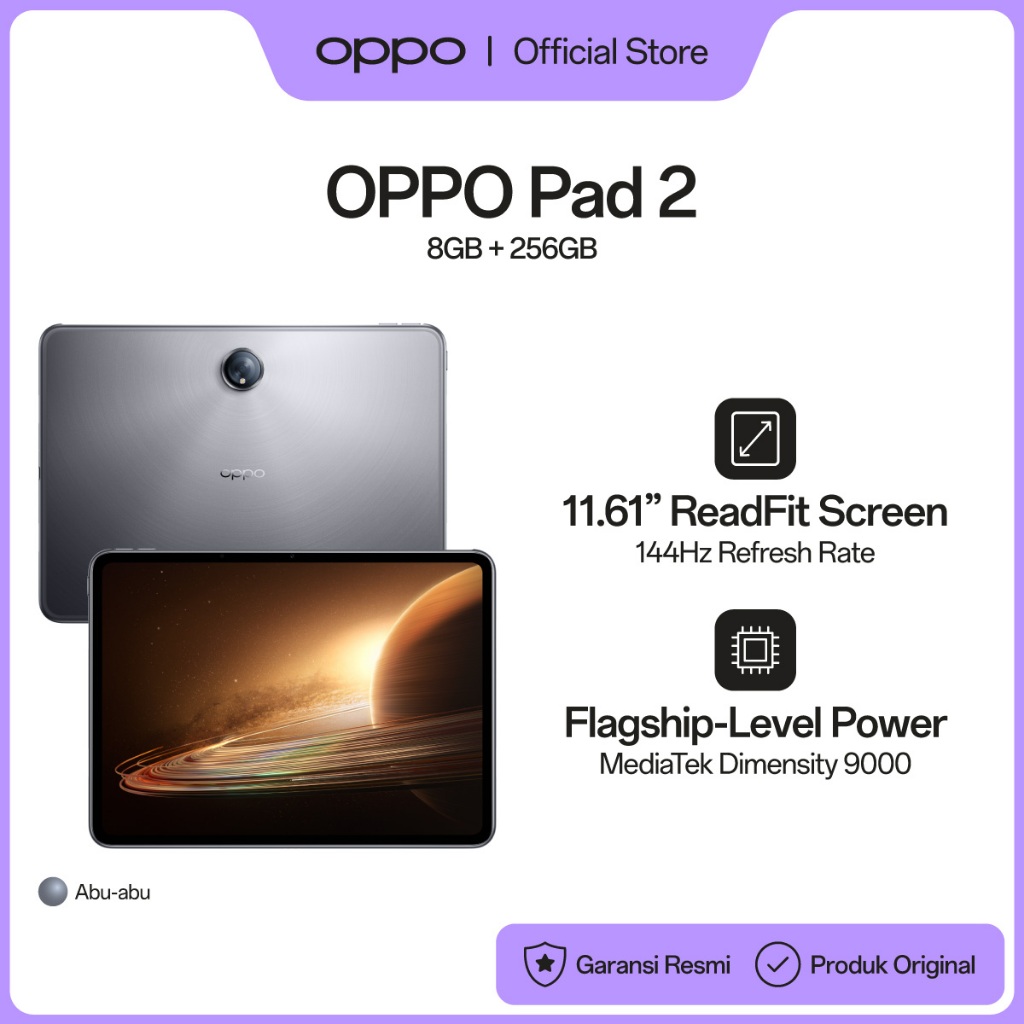 OPPO Pad 2 8GB/256GB [67W SUPERVOOC 9510mAh, 11.61 inch ReadFit Screen, 144Hz Refresh Rate, Dolby Atmos Speaker] - Gambar 2