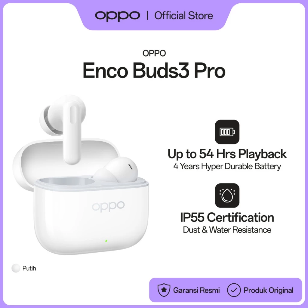 OPPO Enco Buds3 Pro True Wireless Earbuds [up to 54 hours Playback, IP55 Certification] - Gambar 2