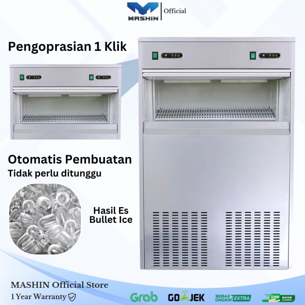 Mashin - Ice Cube Maker Bullet Ice Machine 50-120Kg/Hari Mesin Pembuat Es Batu - Gambar 4