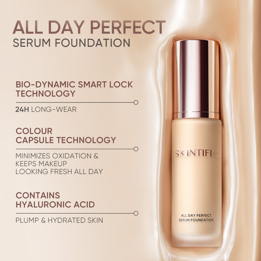 Skintific All Day Perfect Serum Foundation Long-Lasting Flawless Coverage - Gambar 2