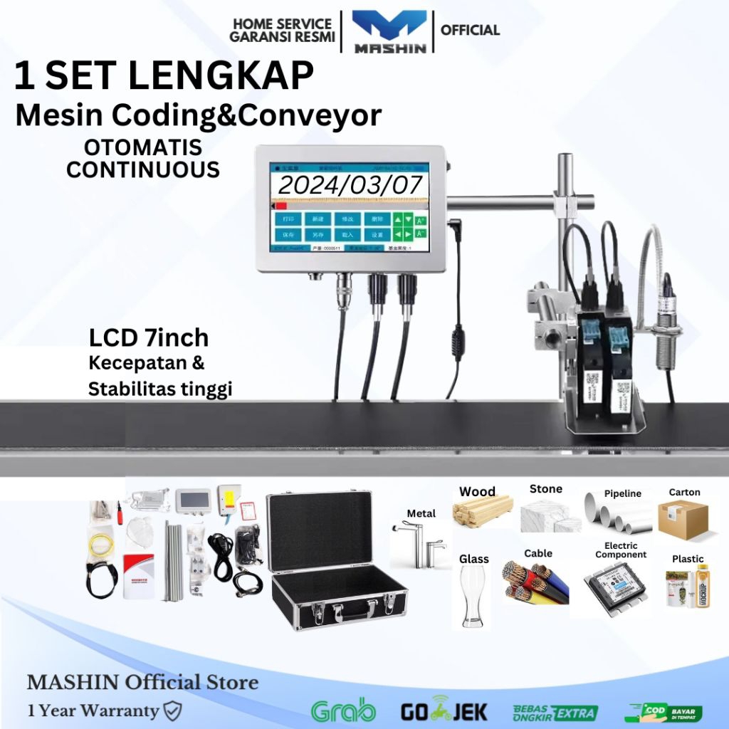 Mashin - Mesin Coding Otomatis + Conveyor SET LENGKAP Continue Mesin Exipred Date Barcode
