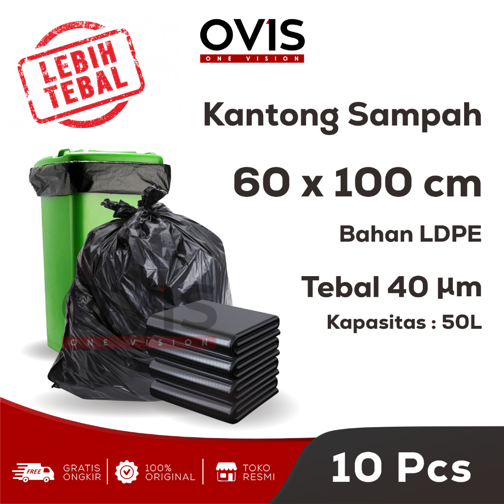 Kantong Plastik Sampah 60x100 CM Trash Bag Packing 10 Pcs LDPE