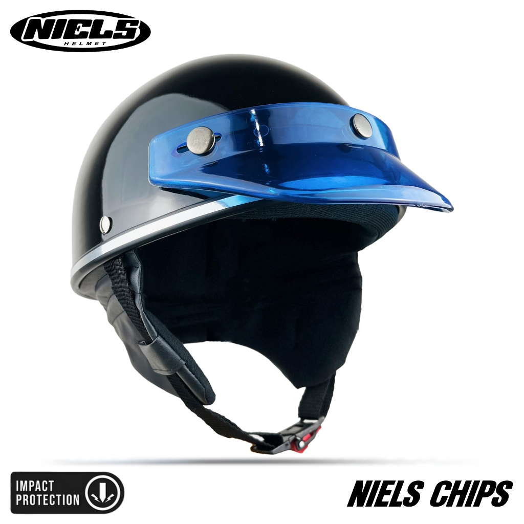 NIELS - Helm Bogo Retro Chips Dewasa List Chrome Kaca Datar / Cembung SNI Motorcycle - Gambar 4