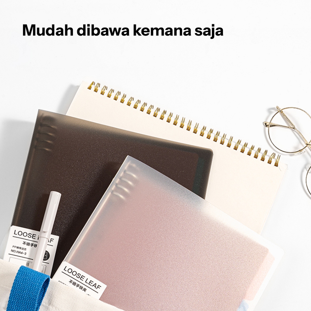 Deli Binder A5 / Loose-Leaf Notebook A4 A5 B5 Binder Notebook Strap Kunci Gratis Pembatas HXX-3 - Gambar 4