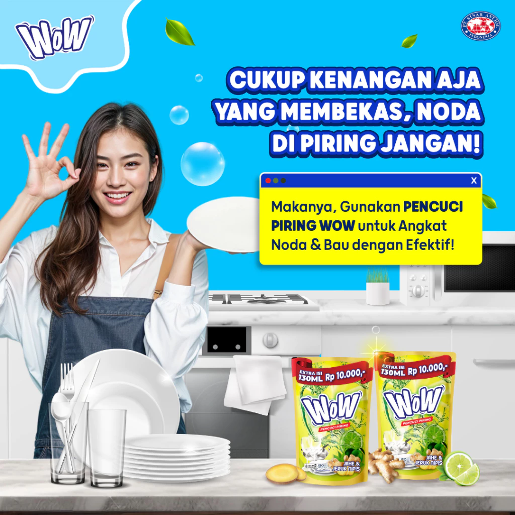 WOW Dishwah Lime Ginger 400ml + Free 175ml Lime - Sabun Cair Pencuci Piring (JAHE) - Gambar 3
