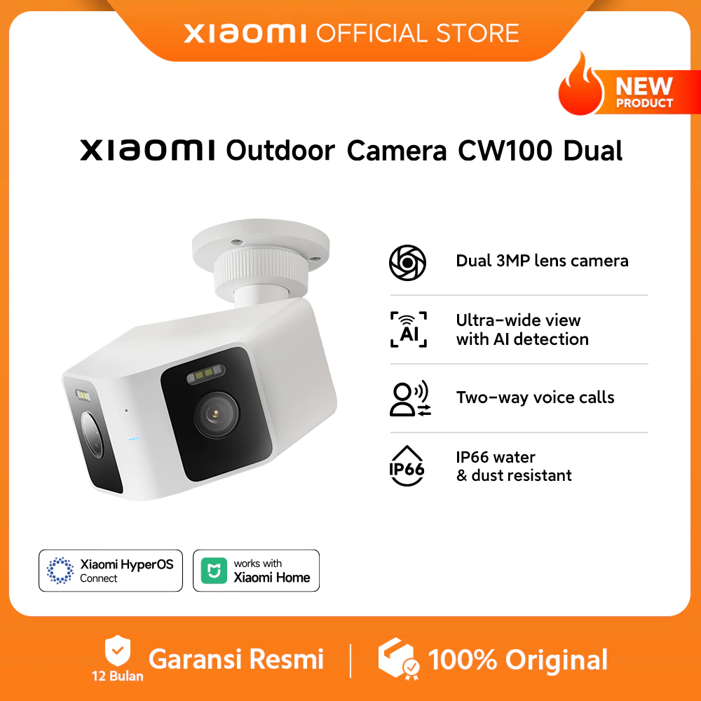 Xiaomi Outdoor Camera CW100 Dual / Dual 3MP lens camera / Ultra-wide view with AI detection / Two-way voice calls / IP66 water & dust resistant [Official Store]