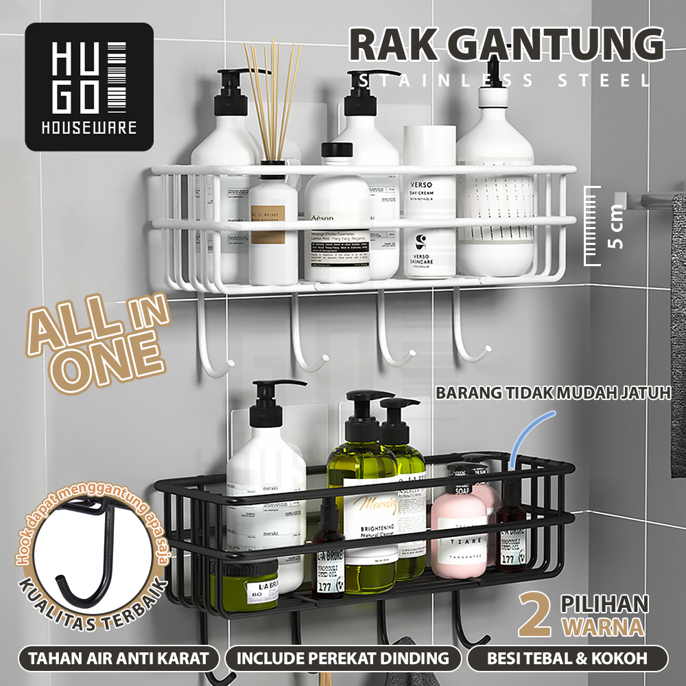 Hugo Houseware Wall Mounted Bathroom Shelf Hanging Iron Bathroom Soap ...
