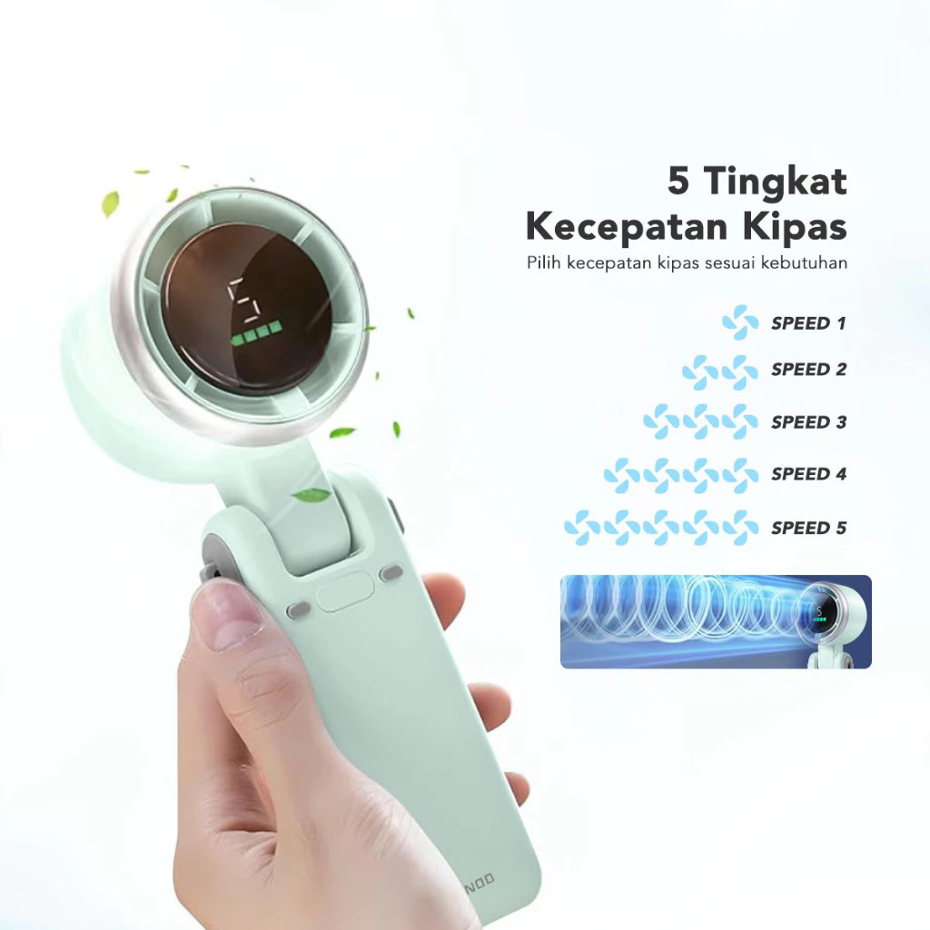Kipas Mini Turbo 5 Kecepatan Portable Multifungsi - Gambar 2