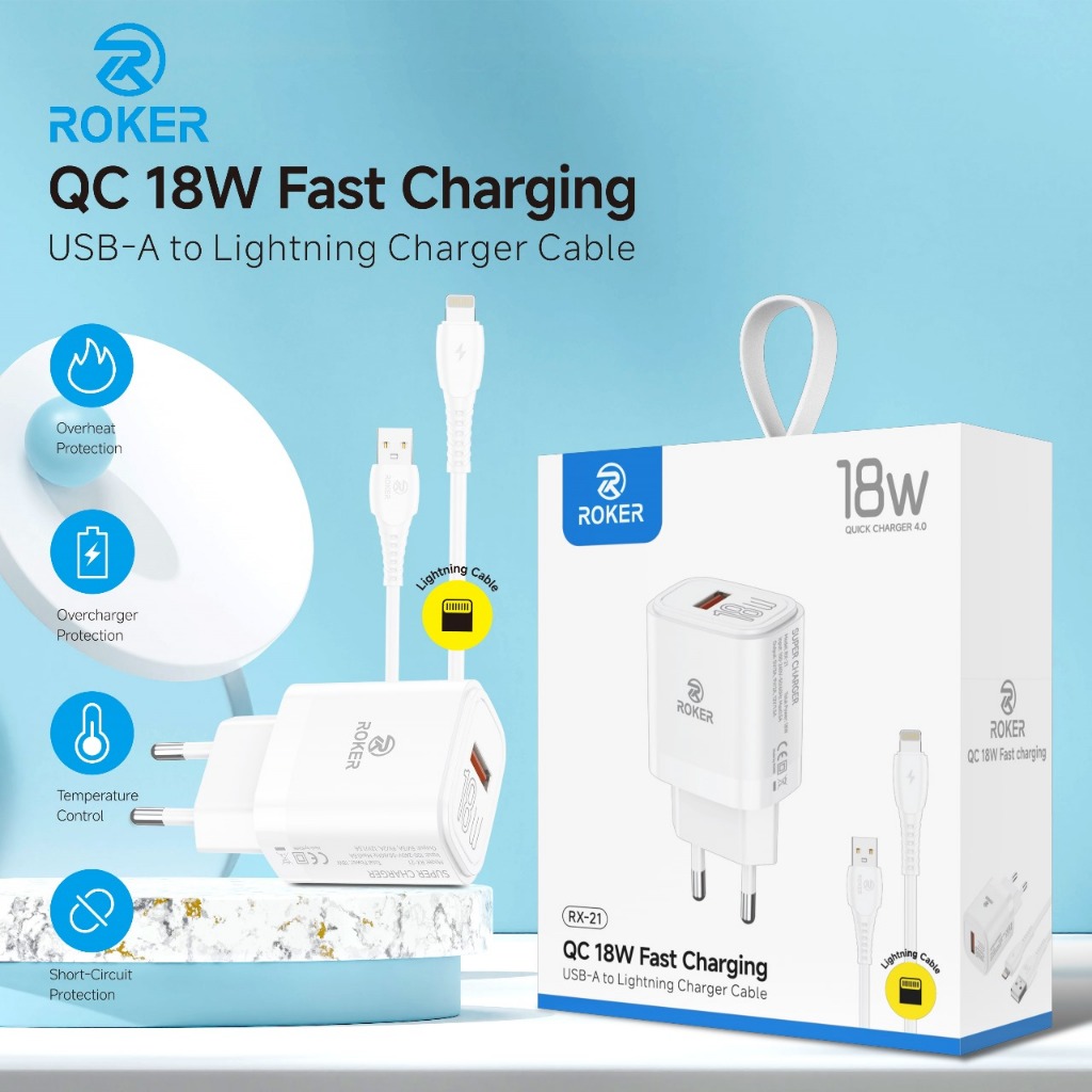 ROKER QC 18W Fast Charging RX21 ios kabel lightning iphone - Gambar 2