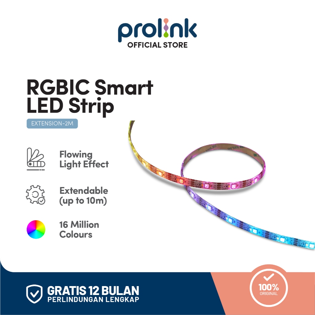 Prolink Smart LED Light Strip RGBIC 2M EXTENTION Lampu IoT WiFi BT 2M Extention