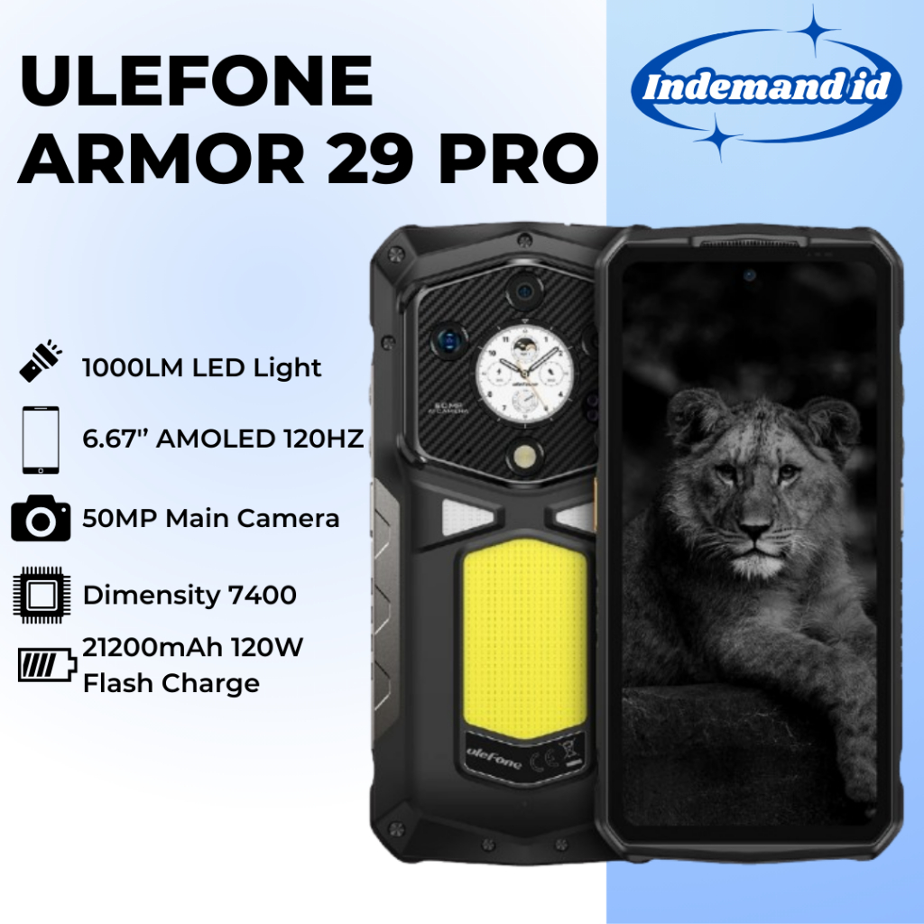 Ulefone Armor 29 Pro 5G 6.67'' AMOLED 120HZ 16GB 512GB Dimensity 7400 21200mAh 120W