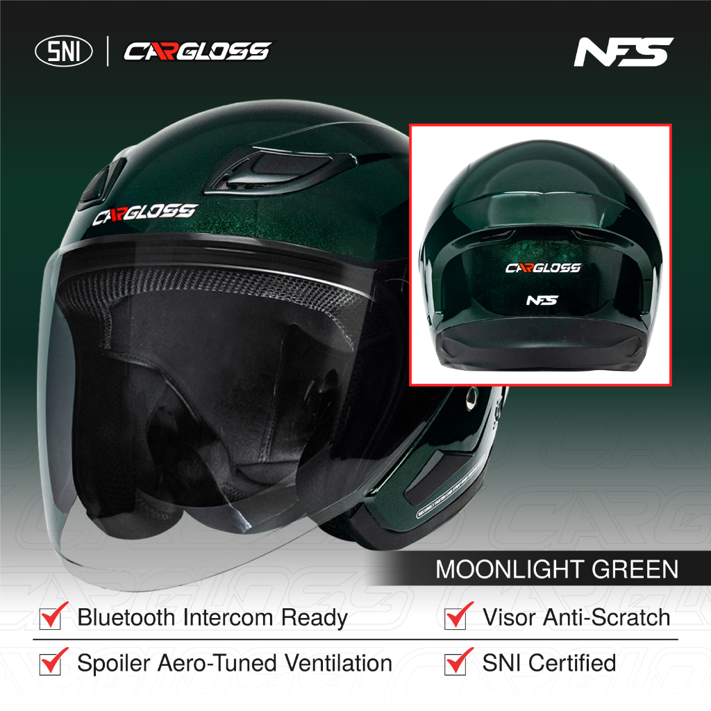 Cargloss NFS Helm Half Face Moonlight - Green
