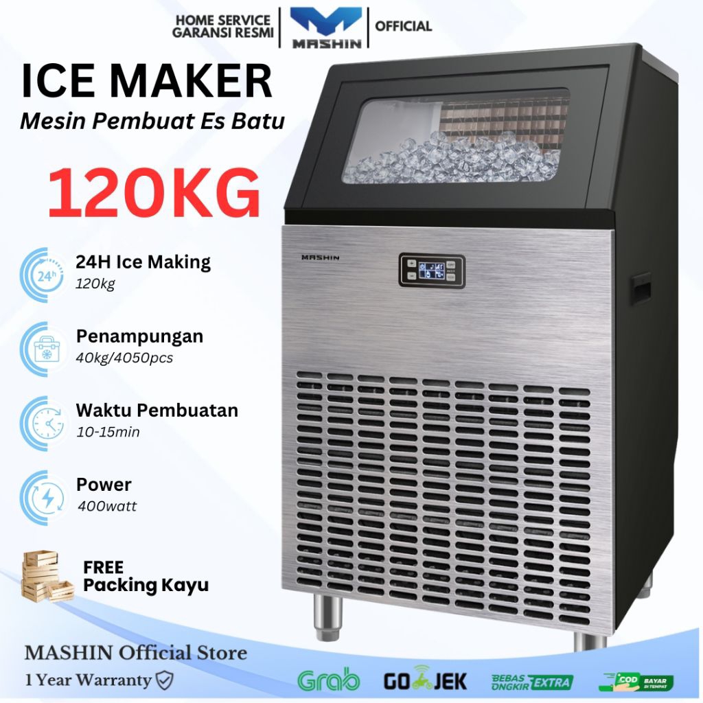 Mashin - Mesin Es Batu 120kg/24jam Komersial Ice Cube Maker Machine