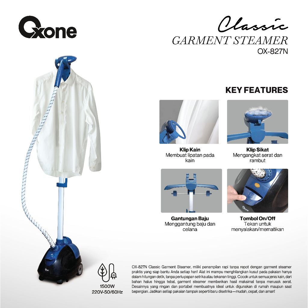 Oxone OX827N Classic Garment Steamer kapasitas 1.8 Liter - Gambar 4