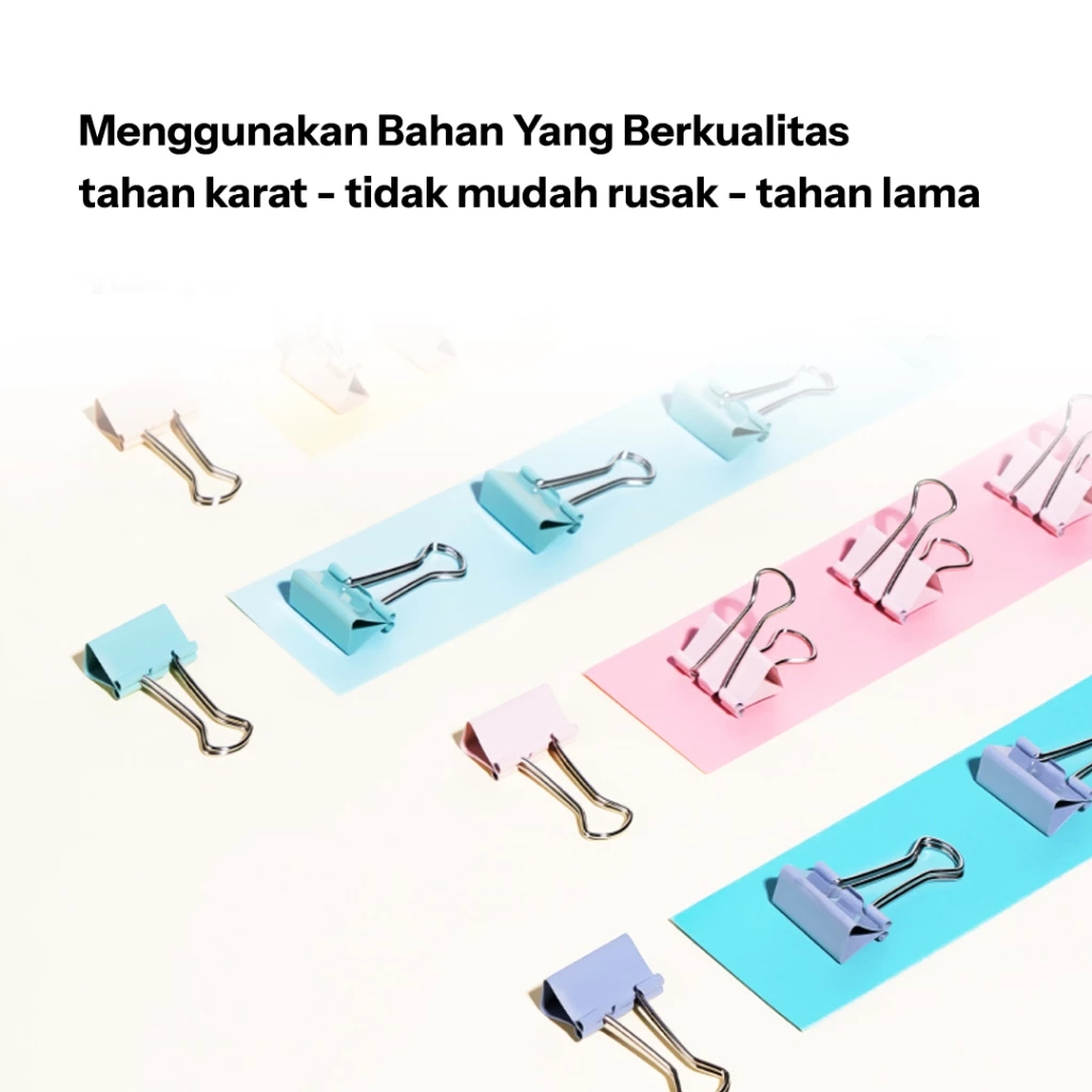 Deli Binder Clip /  Klip Binder / Penjepit Kertas Warna-Warni Pastel 855XA - Gambar 3