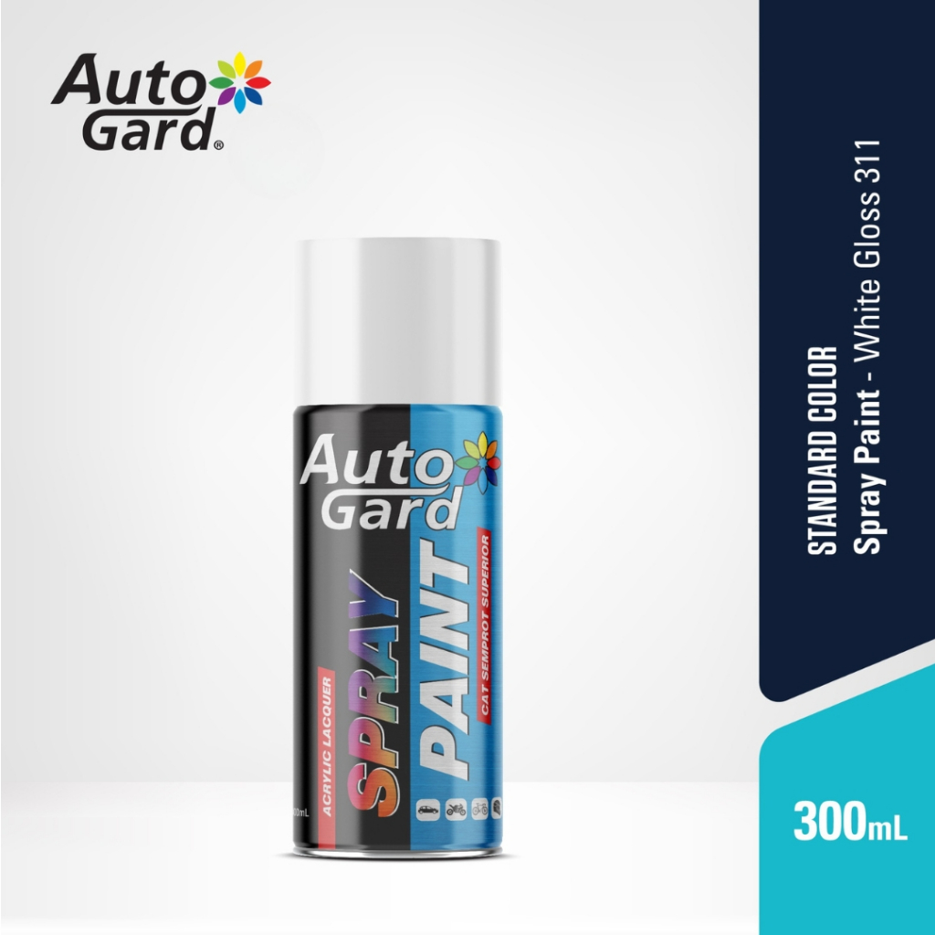 AutoGard AG-311 White Gloss Putih Mengkilap Cat Semprot Superior Motor Mobil Sepeda Helm Rumah Serbaguna Vas Pot Graffiti Akrilik Tembok Kayu Aluminium Besi Interior Eksterior