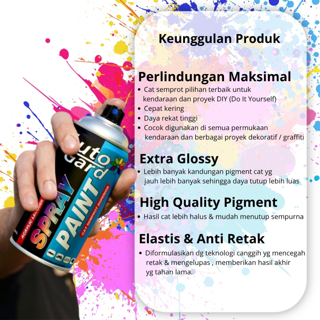 AutoGard AG-321Cat Semprot Superior Motor Mobil Sepeda Helm Rumah Serbaguna Vas Pot Graffiti Akrilik Tembok Kayu Aluminium Besi Interior Eksterior - Gambar 3