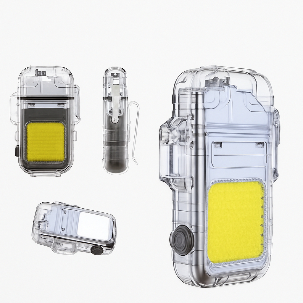 Elektrik USB Type C LED 3 Mode Lampu Senter Mini Tahan Air Pemantik Rokok Anti Angin Untuk Camping Outdoor