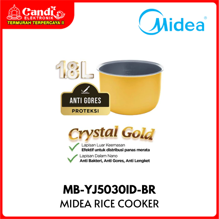 MIDEA Rice Cooker Penanak Nasi 1,8 Liter Anti Lengket & Anti Gores MB-YJ5030ID-BR - Gambar 3