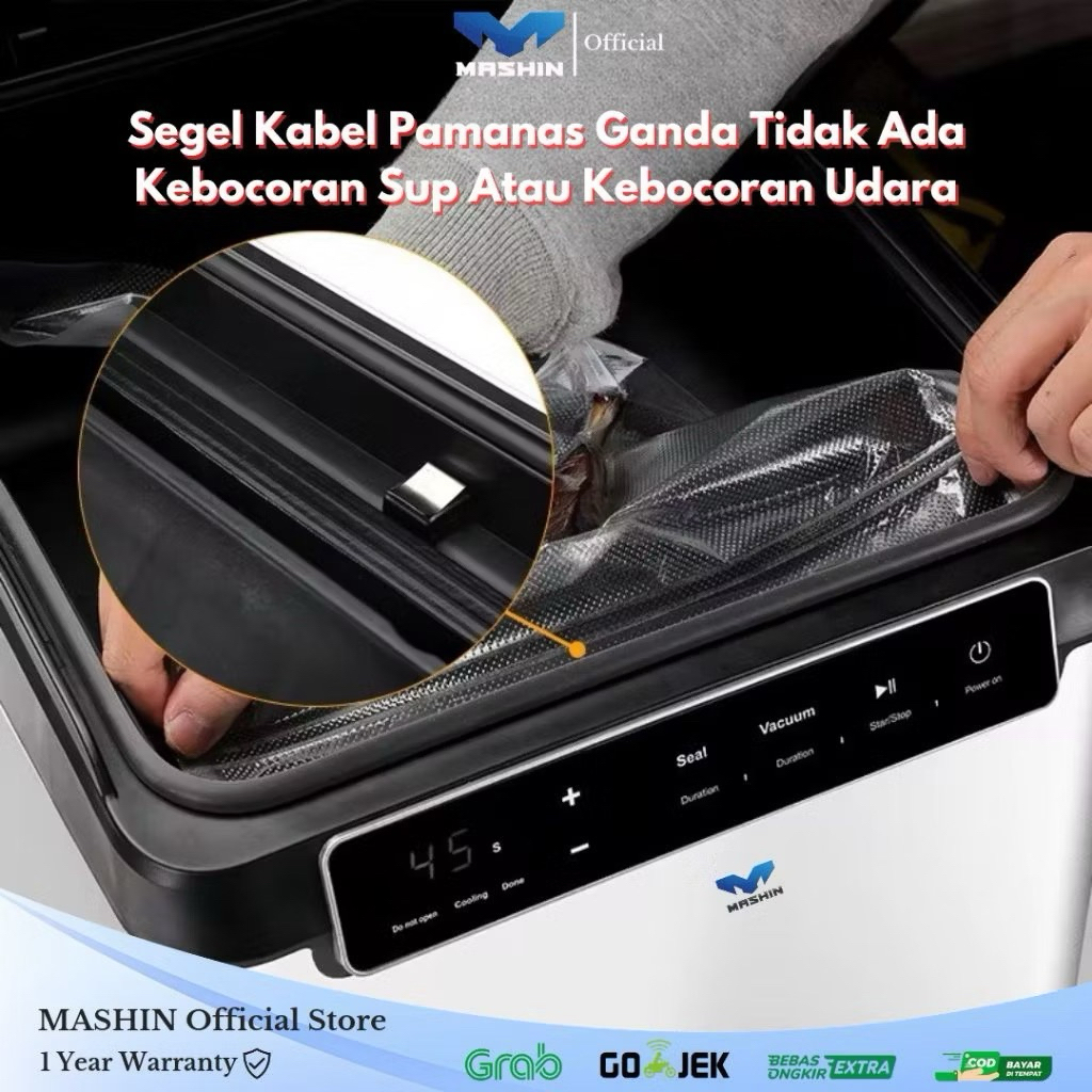 Mashin - Mesin Vacuum Sealer Multifungsi Bisa Vakum Segel 2 Plastik Sekaligus - Gambar 3