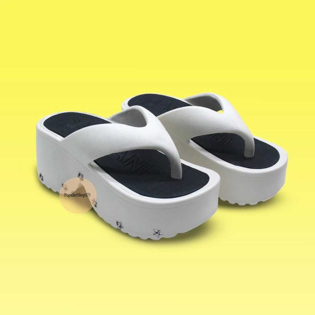 Sandal Wedges Wanita Sandal Karet Antislip Antilicin Tinggi 7cm - Gambar 2