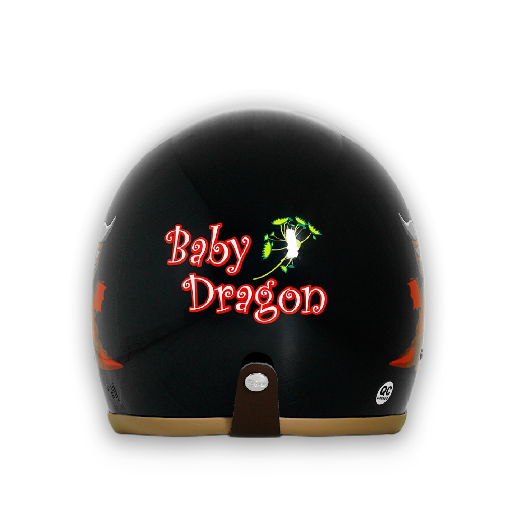 Marzano Helm Anak Retro Bogo Half Face Kids Series Baby Dragon Black Glossy Size S-XL Berstandar SNI - Gambar 3