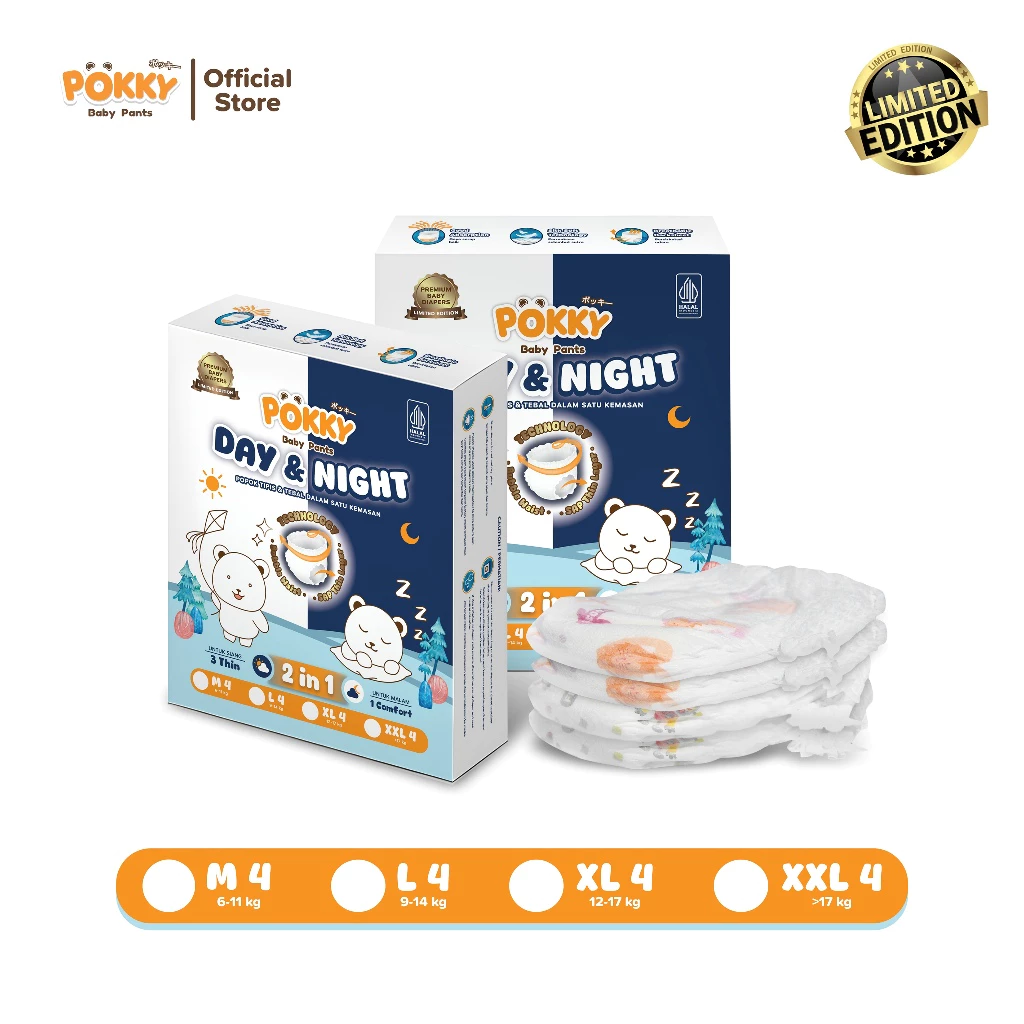 1 BOX POKKY I POPOK SIANG & MALAM I POPOK BAYI MURAH BERKUALITAS M4/L4/XL4/XXL4