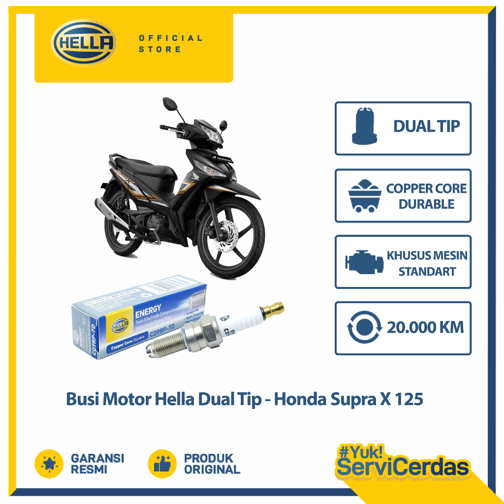 Busi Motor Honda Supra X 125 Hella Dual Tip CD9RP-7D - Busi Supra X 125 - Gambar 2