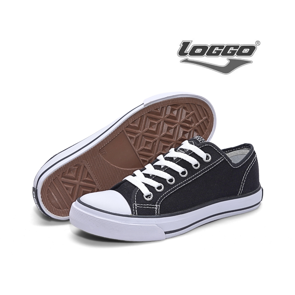 Loggo - Sepatu Classic Low Series Hitam Putih - Sneakers Sepatu Kanvas Vulcanized size 33-43 - Gambar 4