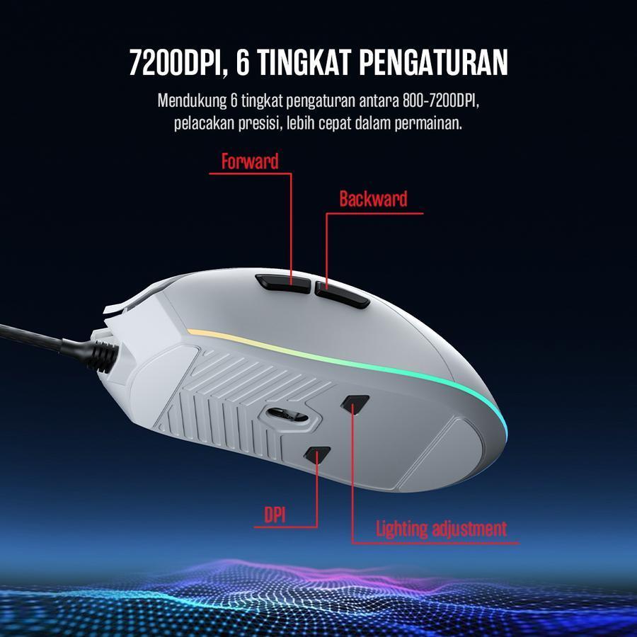 Gamen GM210 / GM210W / GM220 / GM-210 / GM-210W / GM-220 Gaming Mouse RGB Lighting Wired - Gambar 2