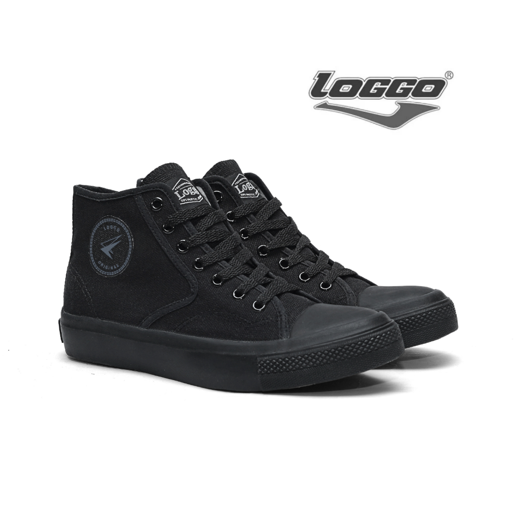 Loggo - Sepatu General Hi Series Hitam - Sneakers Sepatu Kanvas Vulcanized size 37-43 - Gambar 2